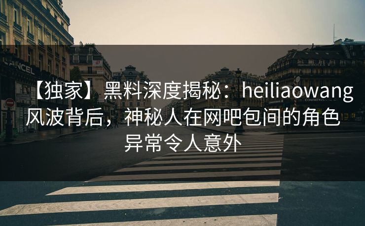 【独家】黑料深度揭秘：heiliaowang风波背后，神秘人在网吧包间的角色异常令人意外