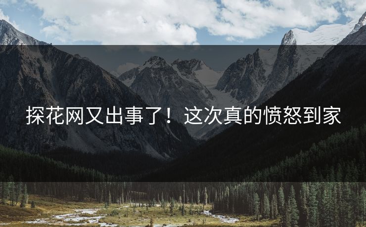 探花网又出事了！这次真的愤怒到家