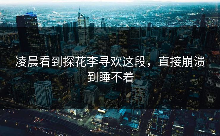 凌晨看到探花李寻欢这段，直接崩溃到睡不着