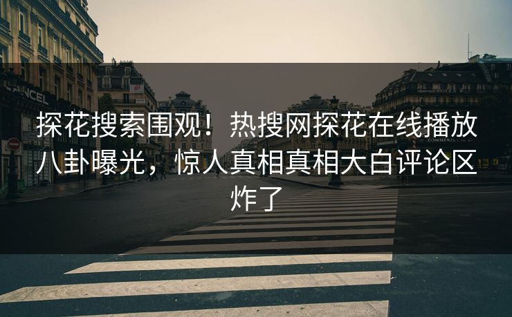 探花搜索围观！热搜网探花在线播放八卦曝光，惊人真相真相大白评论区炸了