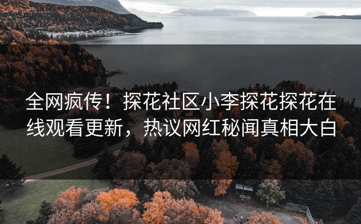 全网疯传！探花社区小李探花探花在线观看更新，热议网红秘闻真相大白
