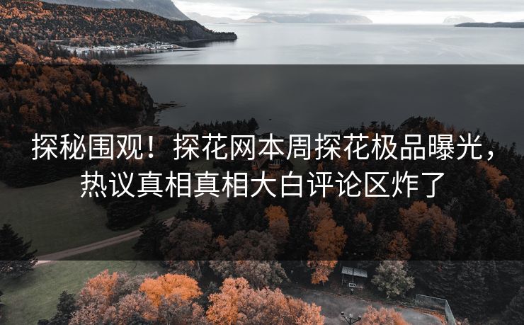 探秘围观！探花网本周探花极品曝光，热议真相真相大白评论区炸了