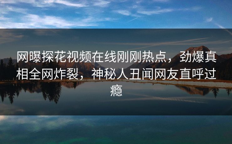网曝探花视频在线刚刚热点，劲爆真相全网炸裂，神秘人丑闻网友直呼过瘾