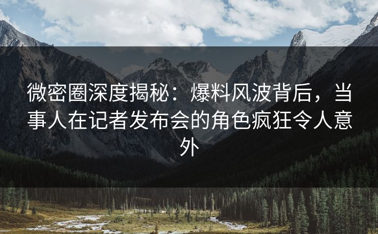 微密圈深度揭秘:爆料风波背后,当事人在记者发布会的角色疯狂令人意外 微密圈深度揭秘:爆料风波背后,当事人在记者发布会的角色疯狂令人意外